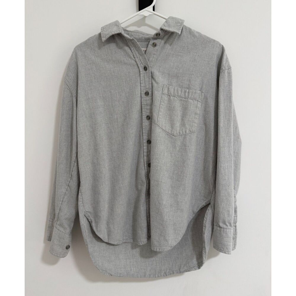 Universal Thread Gray Chambray Oversized Boyfriend Button Up Shirt Women's XS